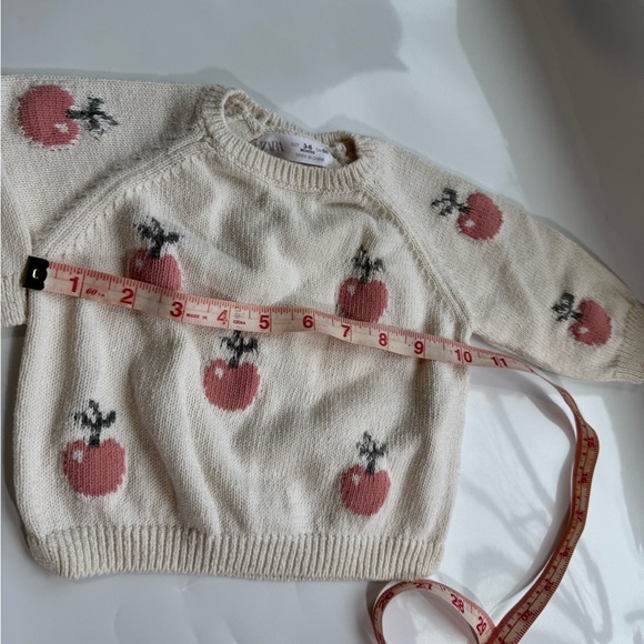 ZARA Baby Cream Knit Sweater with Pink Apple Pattern (Size 3–6 Months / 68 cm) - Picture 8 of 8